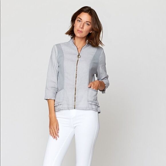 XCVI lite linen machine washable 3/4 sleeve jacket - Picture 1 of 10